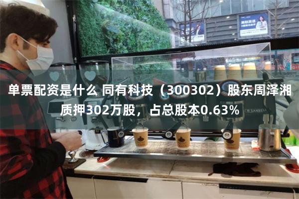 单票配资是什么 同有科技（300302）股东周泽湘质押302万股，占总股本0.63%